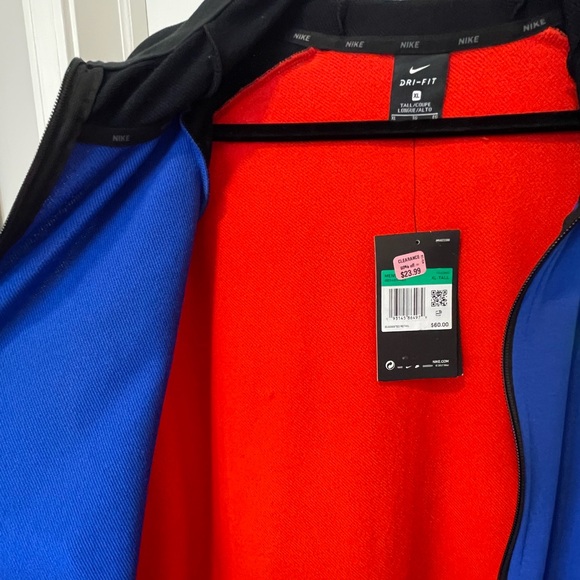 Nike Men's Dri-FIT Colorblock Full-Zip Hoodie XL-Tall Black, Red & Blue - Picture 11 of 15